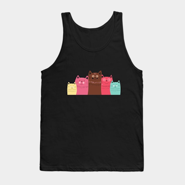 Vibrant Cute Cat Tank Top by novaya